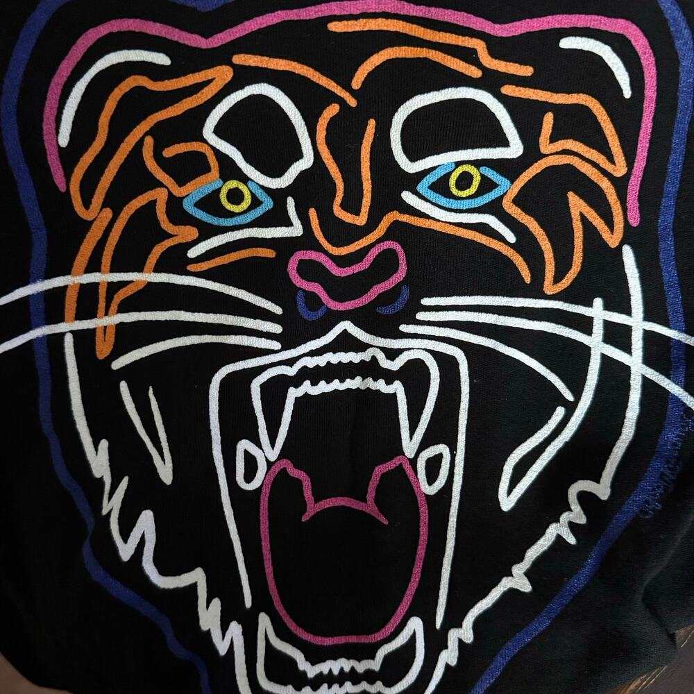 Lauren Moshi Jocelyn Neon Line Tiger drop shoulder pullover OVERSIZED M sweater - Picture 8 of 14